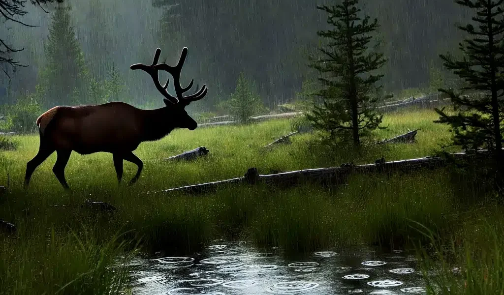 elk hunting in the rain